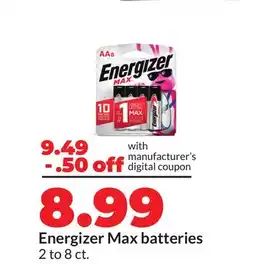 Hy-Vee Energizer Max batteries offer