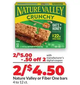 Hy-Vee Nature Valley or Fiber One bars offer