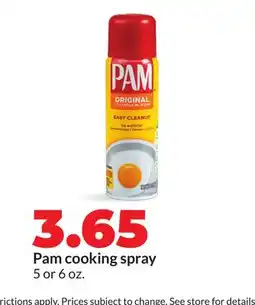 Hy-Vee Pam cooking spray offer