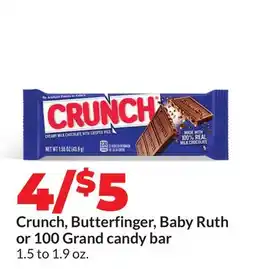 Hy-Vee Crunch, Butterfinger, Baby Ruth or 100 Grand candy bar offer