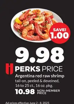 Hy-Vee Argentina red raw shrimp offer