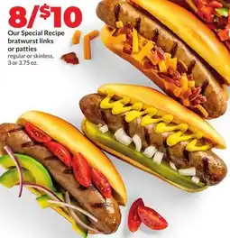 Hy-Vee Our Special Recipe bratwurst links or patties offer