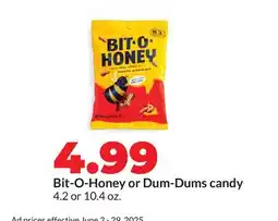 Hy-Vee Bit-O-Honey or Dum-Dums candy offer
