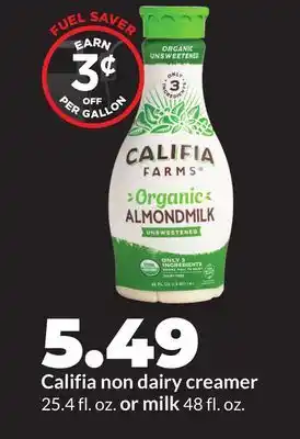 Hy-Vee Califia Farms non dairy creamer 25.4 fl. oz. or milk 48 fl. oz offer