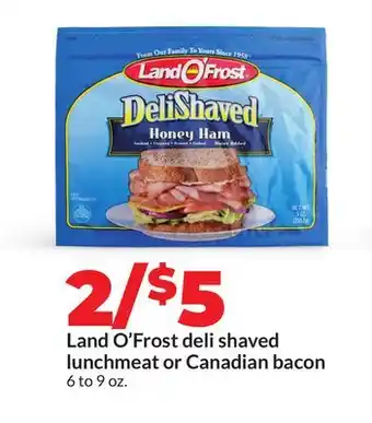 Hy-Vee Land O'Frost deli shaved lunchmeat or Canadian bacon offer
