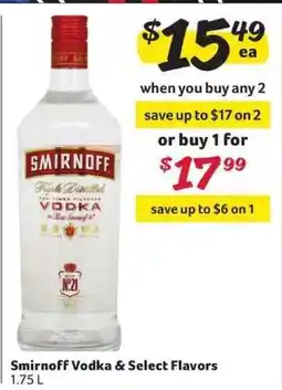 Winn Dixie Smirnoff Vodka & Select Flavors offer
