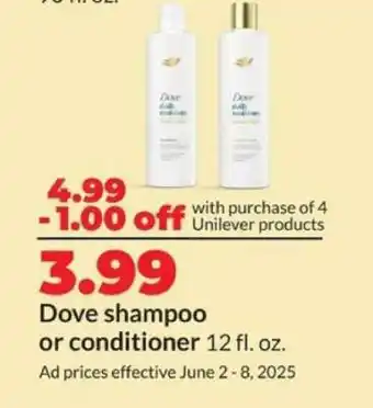 Hy-Vee Dove Shampoo or Conditioner offer