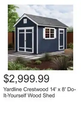 Costco Yardline Crestwood 14' x 8' Do-It-Yourself Wood Shed offer