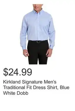Costco Kirkland Signature Men's Traditional Fit Dress Shirt, Blue White Dobb offer