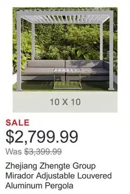 Costco Zhejiang Zhengte Group Mirador Adjustable Louvered Aluminum Pergola offer