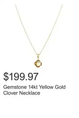 Costco Gemstone 14kt Yellow Gold Clover Necklace offer