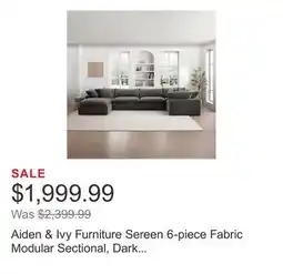 Costco Aiden & Ivy Furniture Sereen 6-piece Fabric Modular Sectional, Dark Gray offer