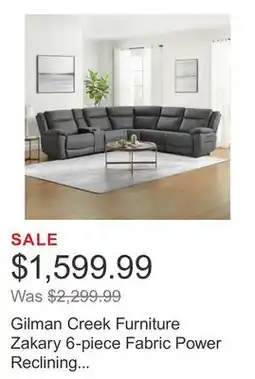 Costco Gilman Creek Furniture Zakary 6-piece Fabric Power Reclining Sectional With Power Headrests offer