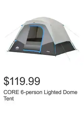 Costco CORE 6-person Lighted Dome Tent offer