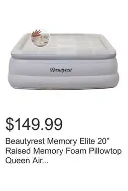 Costco Beautyrest Memory Elite 20 Raised Memory Foam Pillowtop Queen Air Bed with Built-in Pump offer