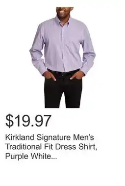 Costco Kirkland Signature Men's Traditional Fit Dress Shirt, Purple White Glen Plaid offer