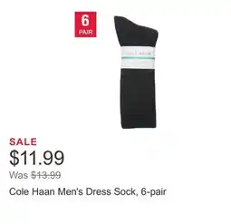 Costco Cole Haan Men's Dress Sock, 6-pair offer