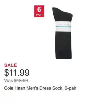 Costco Cole Haan Men's Dress Sock, 6-pair offer