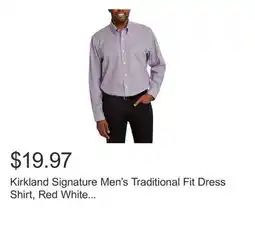 Costco Kirkland Signature Men's Traditional Fit Dress Shirt, Red White Blue Twill Check offer