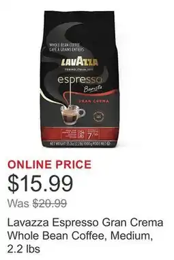 Costco Lavazza Espresso Gran Crema Whole Bean Coffee, Medium, 2.2 lbs offer