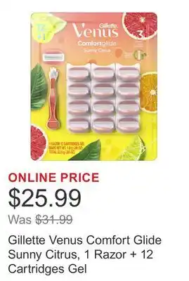 Costco Gillette Venus Comfort Glide Sunny Citrus, 1 Razor + 12 Cartridges Gel offer