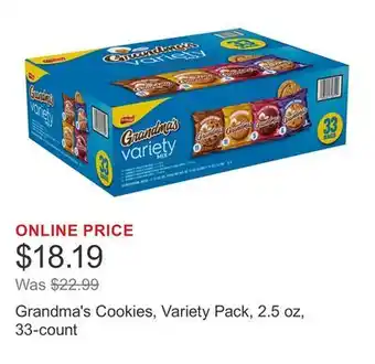 Costco Grandma's Cookies, Variety Pack, 2.5 oz, 33-count offer