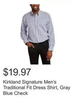 Costco Kirkland Signature Men's Traditional Fit Dress Shirt, Gray Blue Check offer