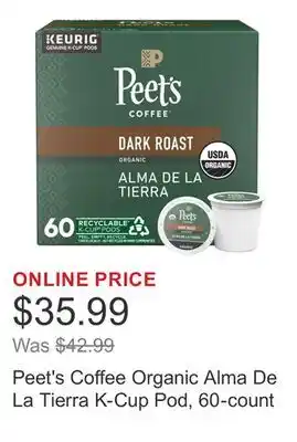 Costco Peet's Coffee Organic Alma De La Tierra K-Cup Pod, 60-count offer