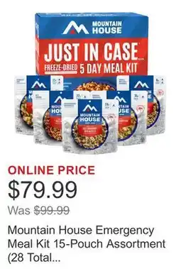 Costco Mountain House Emergency Meal Kit 15-Pouch Assortment (28 Total Servings) offer