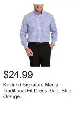 Costco Kirkland Signature Men's Traditional Fit Dress Shirt, Blue Orange Plaid offer