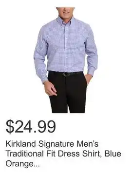 Costco Kirkland Signature Men's Traditional Fit Dress Shirt, Blue Orange Plaid offer