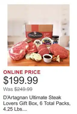 Costco D'Artagnan Ultimate Steak Lovers Gift Box, 6 Total Packs, 4.25 Lbs. Total offer
