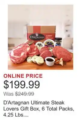 Costco D'Artagnan Ultimate Steak Lovers Gift Box, 6 Total Packs, 4.25 Lbs. Total offer