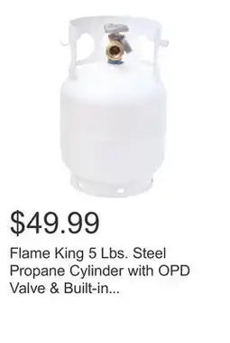 Costco Flame King 5 Lbs. Steel Propane Cylinder with OPD Valve & Built-in Gauge offer