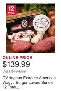 Costco D'Artagnan Extreme American Wagyu Burger Lovers Bundle 12 Total Packs, 6 Lbs. Total offer