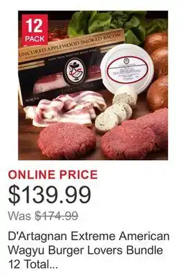 Costco D'Artagnan Extreme American Wagyu Burger Lovers Bundle 12 Total Packs, 6 Lbs. Total offer