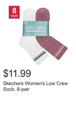 Costco Skechers Women's Low Crew Sock, 8-pair offer