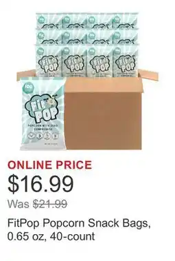 Costco FitPop Popcorn Snack Bags, 0.65 oz, 40-count offer
