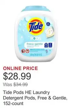 Costco Tide Pods HE Laundry Detergent Pods, Free & Gentle, 152-count offer