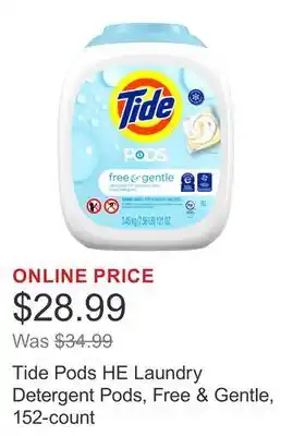 Costco Tide Pods HE Laundry Detergent Pods, Free & Gentle, 152-count offer