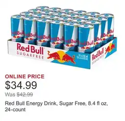 Costco Red Bull Energy Drink, Sugar Free, 8.4 fl oz, 24-count offer