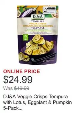 Costco DJ&A Veggie Crisps Tempura with Lotus, Eggplant & Pumpkin 5-Pack (9.52oz each) offer
