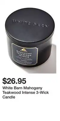 Bath & Body Works White Barn Mahogany Teakwood Intense 3-Wick Candle offer