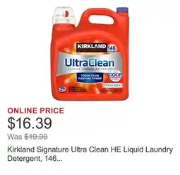 Costco Kirkland Signature Ultra Clean HE Liquid Laundry Detergent, 146 loads, 194 fl oz offer
