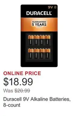 Costco Duracell 9V Alkaline Batteries, 8-count offer