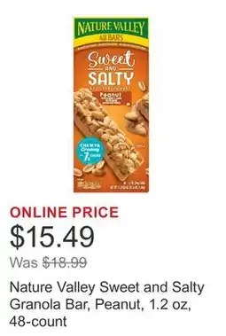 Costco Nature Valley Sweet and Salty Granola Bar, Peanut, 1.2 oz, 48-count offer