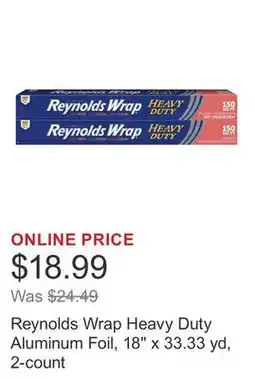 Costco Reynolds Wrap Heavy Duty Aluminum Foil, 18 x 33.33 yd, 2-count offer
