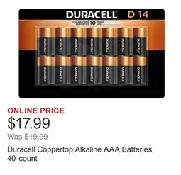 Costco Duracell Coppertop Alkaline AAA Batteries, 40-count offer