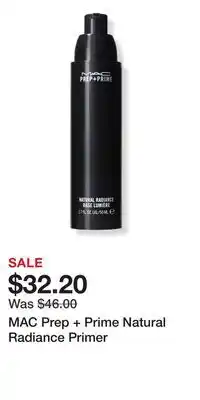 Ulta Beauty MAC Prep + Prime Natural Radiance Primer offer