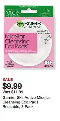 Ulta Beauty Garnier SkinActive Micellar Cleansing Eco Pads, Reusable, 3 Pack offer